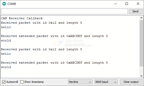 Receiver serial output
