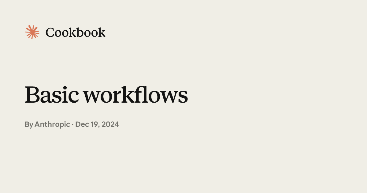 Basic workflows — Claude Cookbook preview